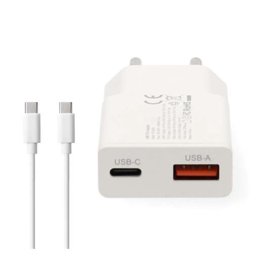Cargador Gang 30W USB C-A + cable C-C Nedis