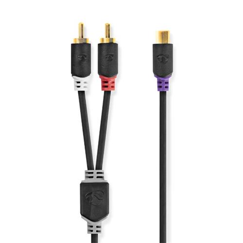 Cable audio 1 RCA hembra 2 machos 20cm Nd-Kng