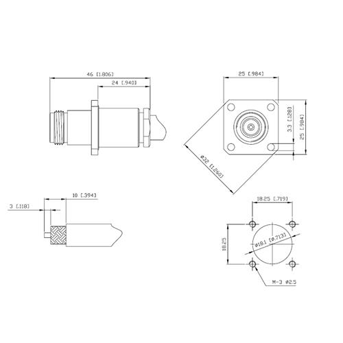Base N cuadrada prensaestopa RG213 Alfar