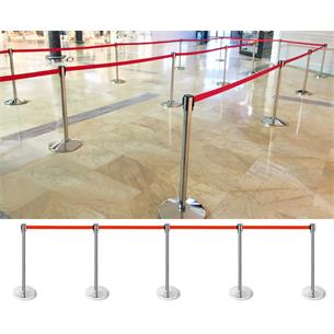 Poste separador INOX cinta retráctil roja de 3 m. Cabezal... 2