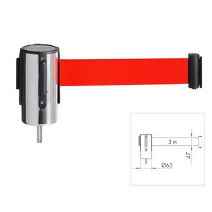 Cabezal con cinta retráctil de 3 m en color rojo. INOX...