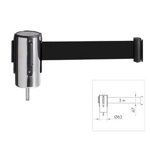 Cabezal con cinta retráctil negra de 3 m. INOX PST-CB/2-A