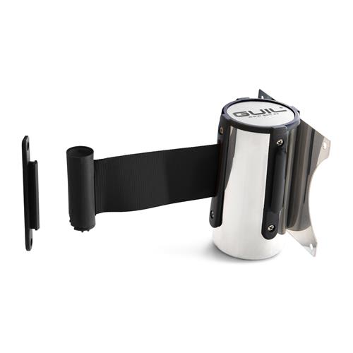 Cabezal de pared con cinta retráctil negra de 3 m PST-CB/PN