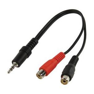 Cable audio Jack 3,5 estereo a 2 RCA hembra 20cm