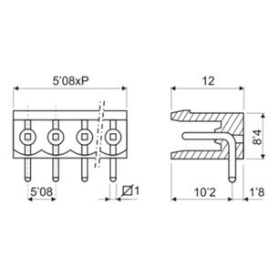 Base para clema de 2 bornas 90º 2