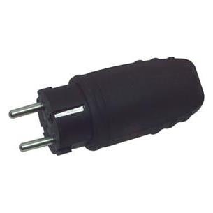 Clavija Schuko macho impermeable negra goma 16A 250Vac