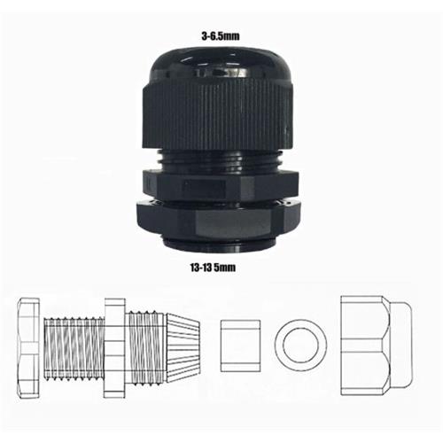 Pasacable prensaestopa IP68 PG7 3-6.5mm nylon