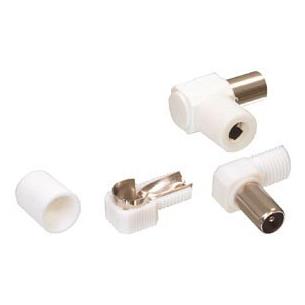 Conector antena TV macho acodado 9,52mm