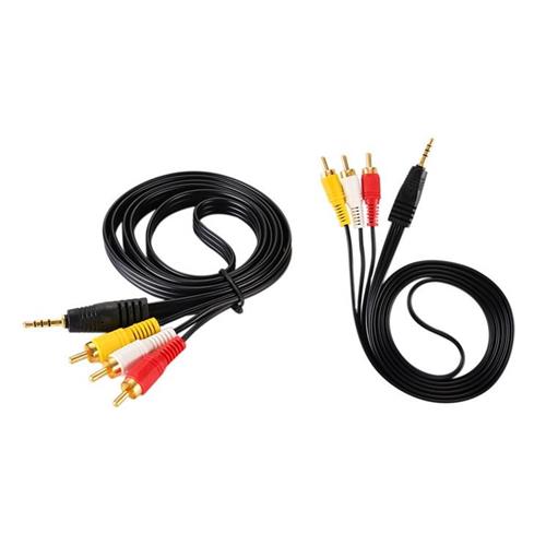 Cable video + audio jack 3,5mm largo a 3 RCA 1,0m (GND, V, R, L)