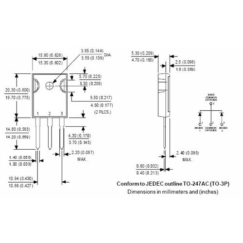 Diodo doble MBR3045PT 45V 30A TO-247