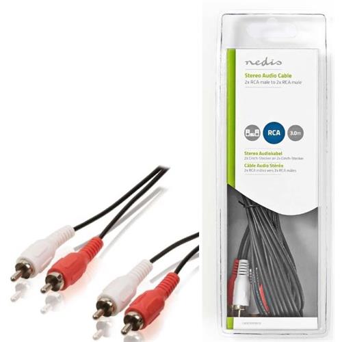 Cable 2 RCA M-M 3m Blister Nedis