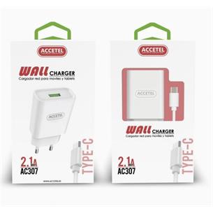Alimentador USB 2.1A + cable Usb-C Accetel AC307