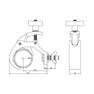 Garra semi-automatica de aluminio para tubo 50mm color negro FK 350B 2