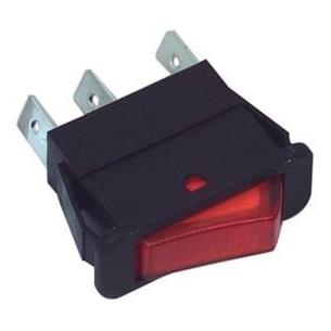 Interruptor basculante 1C. 2P. sin luz tecla roja