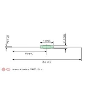 Ampolla reed interruptor 1,8x7mm contacto abierto 2