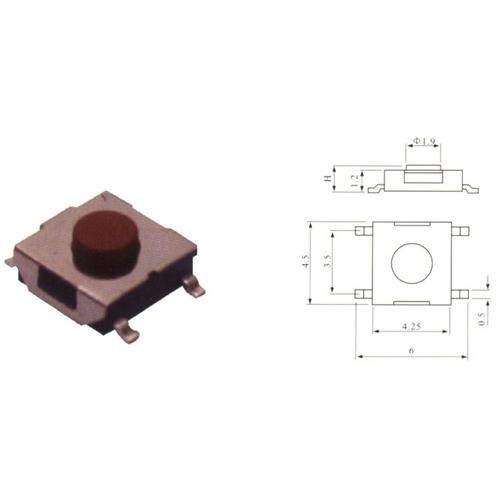 Pulsador tacto 4 pines 6,2x6,2x3,1mm SMD