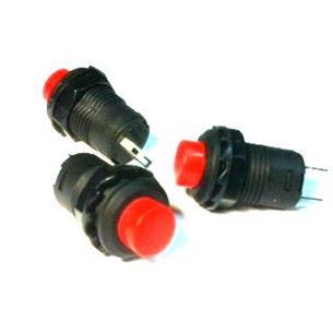 Interruptor pulsador tecla roja 14x30mm 1,5A