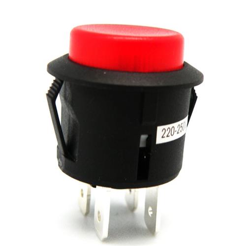 Interruptor pulsador 22mm 6A 250V con luz rojo