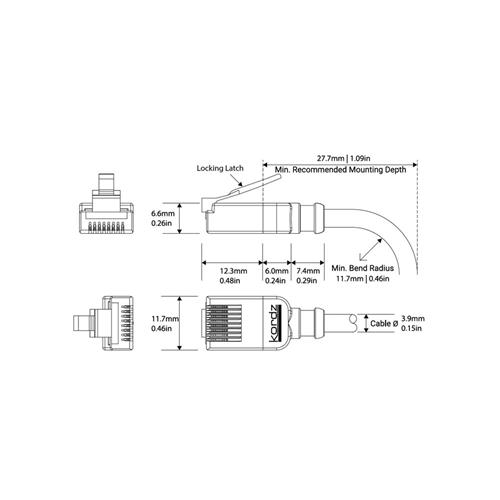 Cable CAT6 para patch AWG28 0,25m color blanco K23045-0025-WH