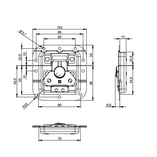 Cierre de Mariposa mediano con Paso Perfil Profundidad 12 mm 17284