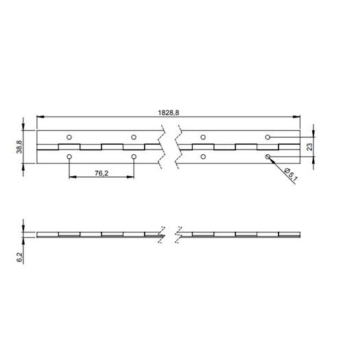Bisagra de piano acero 2605 (Precio por barra 1830mm)