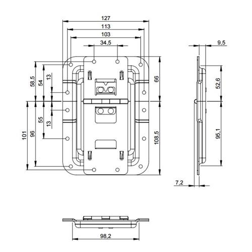 Tope de Tapa grande con Paso Perfil y Bisagra 270836