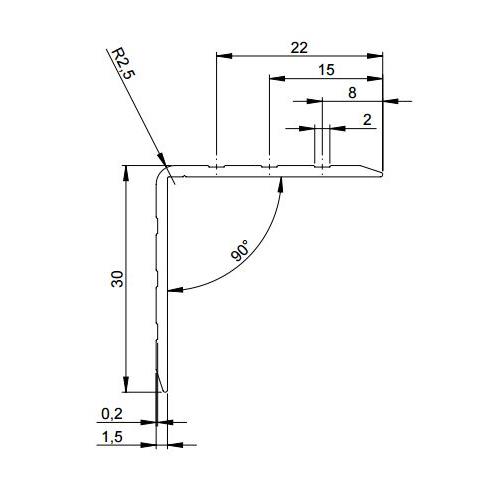 Perfil angulo aluminio 30x30x1,5mm 6105 (Precio por metro)