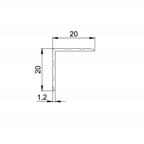 Perfil angulo aluminio 20x20x1,2mm 6209 (Precio por metro)