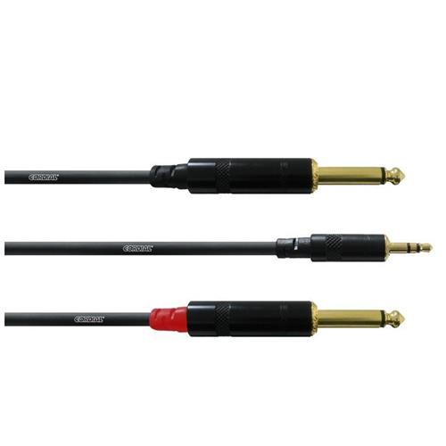 Cable Jack 3,5 st - 2 x Jack 6,3 mm mono long. 1,5m. CFY 1,5 WPP