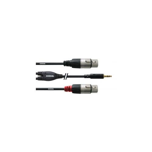 Cable Jack 3,5 mm stereo - 2 x XLR hembra Long. 1,8m CFY 1,8 WFF