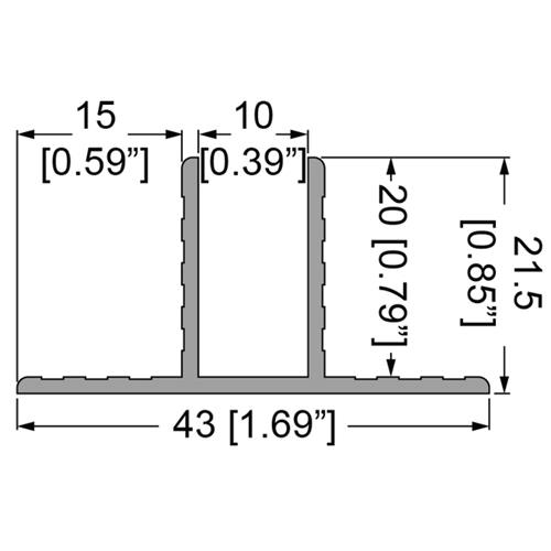 Perfil T separaciones 10mm E2226 (Precio por metro)