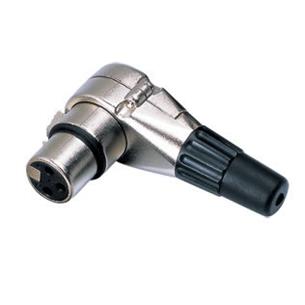 Conector XLR 3P hembra aereo acodado negro MCA020