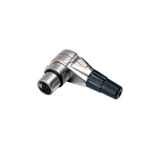 Conector XLR 3P hembra aereo acodado negro MCA020