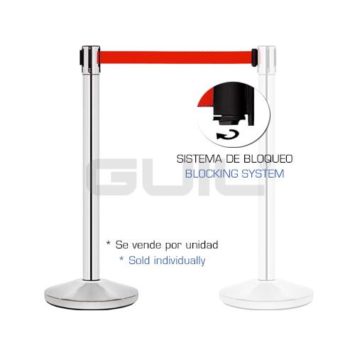 Pilar de acero inoxidable con cinta retráctil roja 3m PST-11 Pilar de acero inoxidable con cinta retráctil roja 3m PST-11