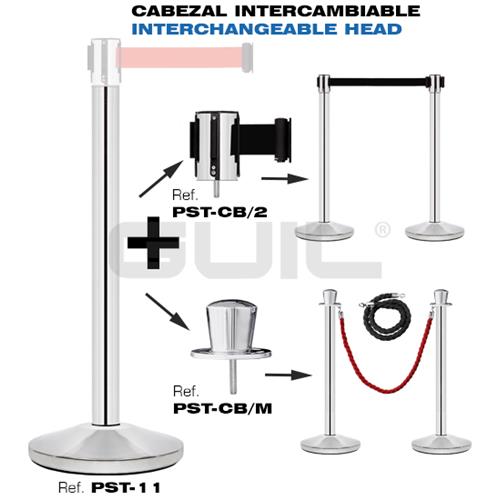 Pilar de acero inoxidable con cinta retráctil roja 3m PST-11 Pilar de acero inoxidable con cinta retráctil roja 3m PST-11