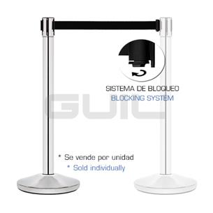 Pilar de acero inoxidable con cinta retráctil negra 3m PST-11/N