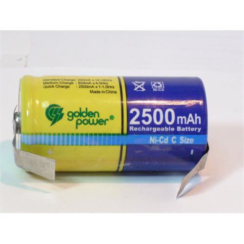 Bateria 1,2V 2500mAh Ni-Cd soldar tipo C, 26x50mm