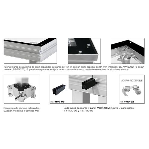 Tarima de 1x1m com metacrilato transparente TM440-M/1X1