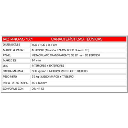 Tarima de 1x1m com metacrilato transparente TM440-M/1X1