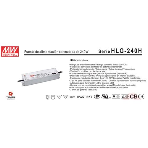 Mean Well Fuente conmutada 240W HLG-240H-48A